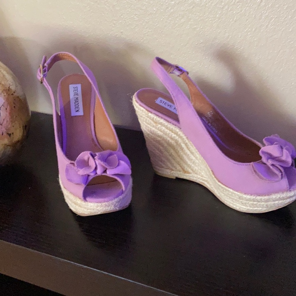 NWOB Steve Madden pink purple wedge espadrilles